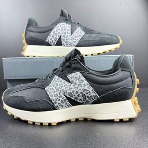 New Balance 327 Black Gum Leopard Cheetah Womens 11.5 Sneaker Animal Print Shoes